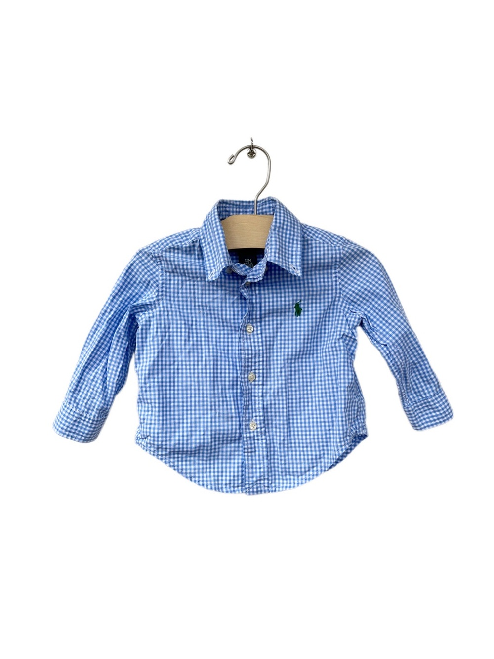 Ralph Lauren 12m Baby Boy Blue Gingham Button-Down Dress Shirt